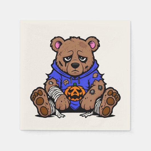 Halloween Bär ö スタンダードカクテルナプキン (正面)