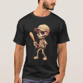 Halloween baseball skeleton for youth boys basebal tシャツ (正面)