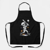 Halloween Baseball Skeleton Hitting エプロン (正面)
