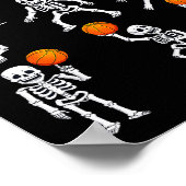 Halloween Basketball Skeletons Dunking Dribble Boy ポスター (角)