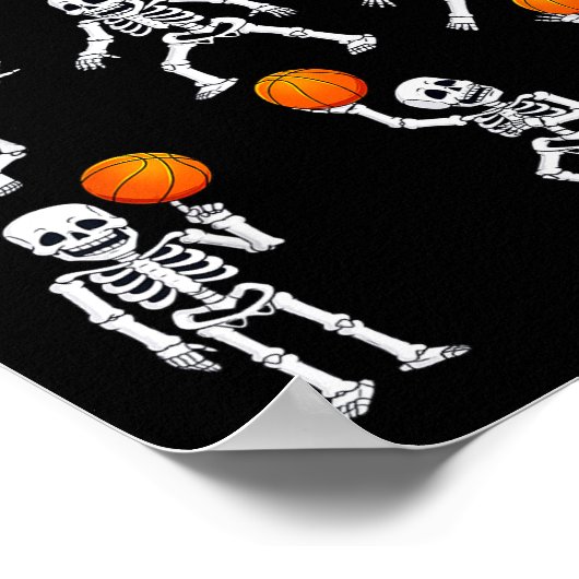 Halloween Basketball Skeletons Dunking Dribble Boy ポスター (角)