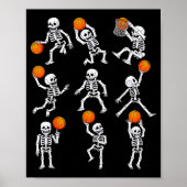 Halloween Basketball Skeletons Dunking Dribble Boy ポスター (正面)