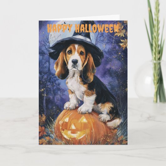 Halloween Basset Hound シーズンカード (正面)
