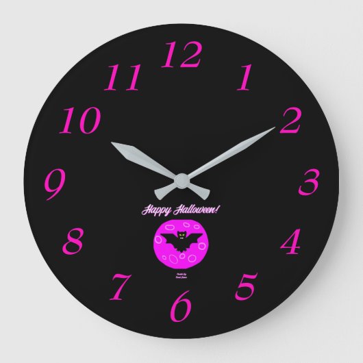 Halloween Bat Acrylic Wall Clock ラージ壁時計 (正面)