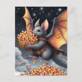 Halloween Bat Flying Squirrel Hybrid with Candy ポストカード (正面)