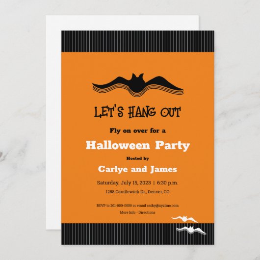 Halloween Bat, Let's Hang Out 招待状 (正面/裏面)
