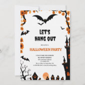 Halloween Bat let's hang out Halloween party 招待状 (正面)