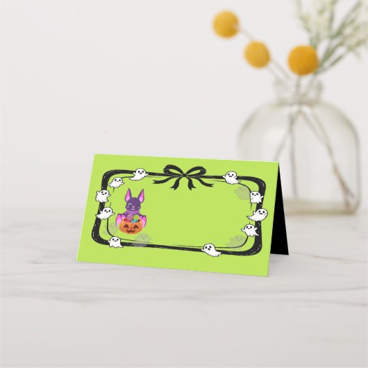 Halloween Bat With Candy Place Card 予約カード (正面)