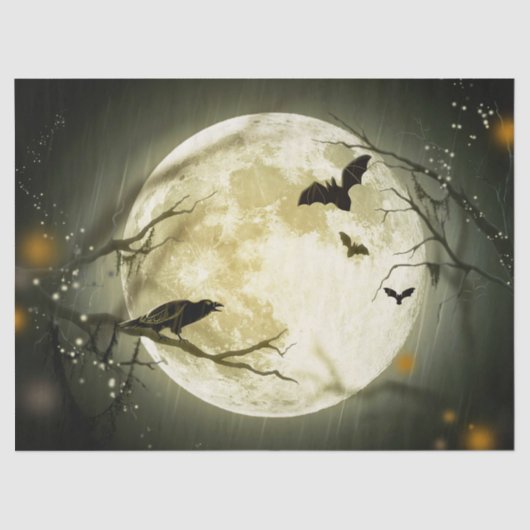 Halloween Bats and Birds Moon 薄葉紙 (正面)