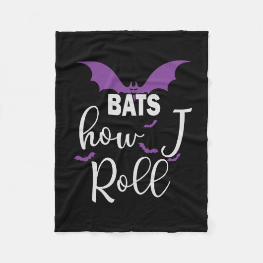Halloween Bats How I Roll Birthday フリースブランケット (正面)