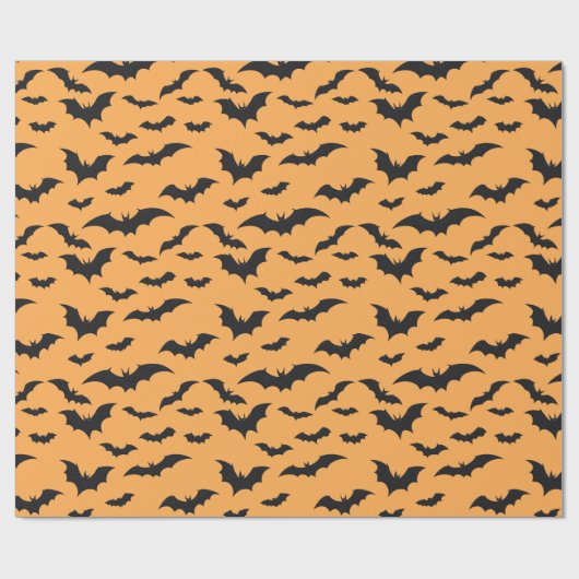 Halloween bats on orange background ラッピングペーパー (フラット)