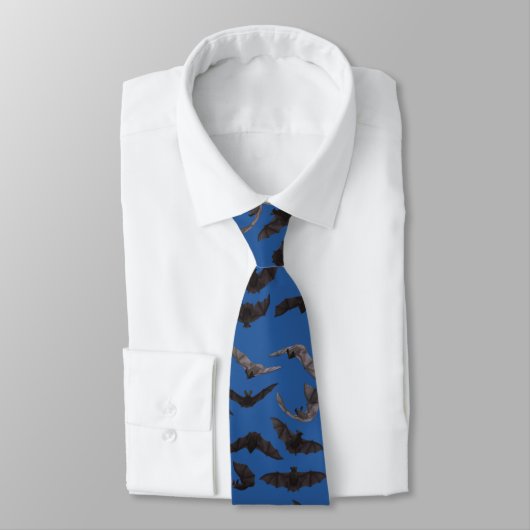 Halloween Bats Pattern Dark Blue Tie ネクタイ (タイ)