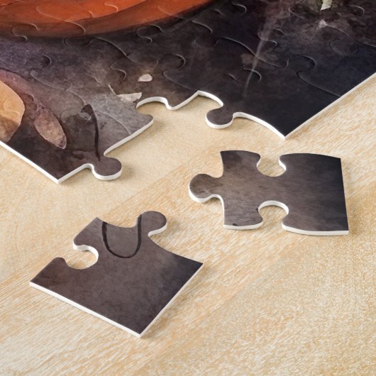 Halloween Beagle With Pumpkins Scary ジグソーパズル (側面)