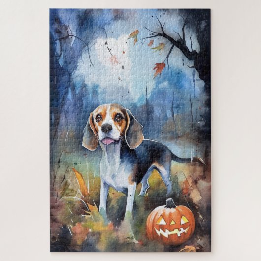 Halloween Beagle With Pumpkins Scary ジグソーパズル (縦)
