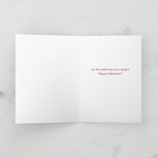 Halloween Beautiful Witch Silhouetted in Orange カード (内部)