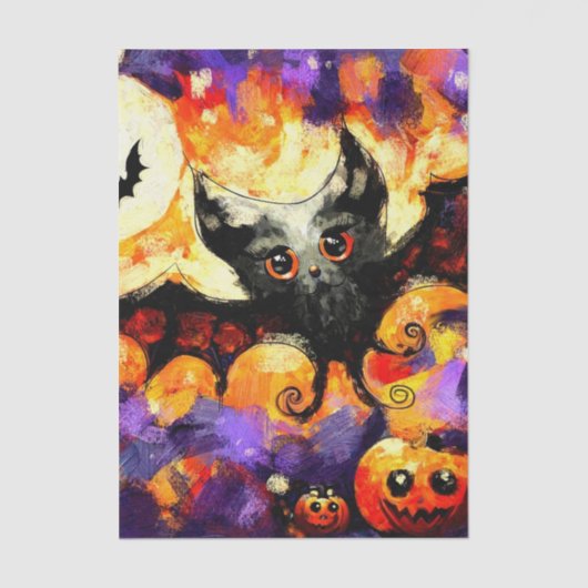 Halloween Big-Eye Bat Jack-o-Lantern Decoupage 薄葉紙 (正面)