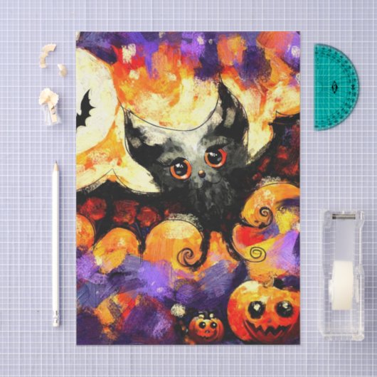 Halloween Big-Eye Bat Jack-o-Lantern Decoupage 薄葉紙 (クラフト)