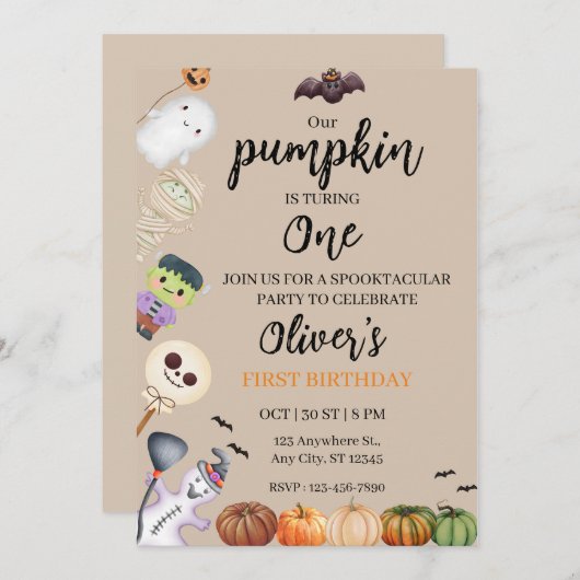  Halloween Birthday 招待状 (正面/裏面)