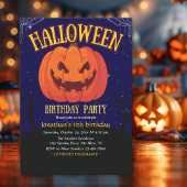 Halloween Birthday Kids Party Spooky Pumpkin 招待状