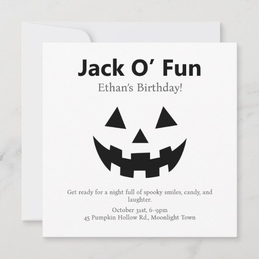 Halloween Birthday Party | Jack O’ Fun Pumpkin  シーズンカード (正面)