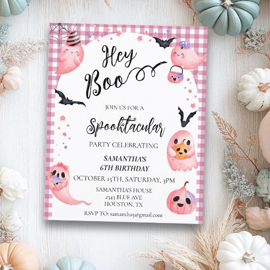 Halloween Birthday Party Kids Hey Boo Pink Ghosts