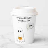 Halloween Birthday Party | Minimal Ghost Design 紙コップ (裏面)
