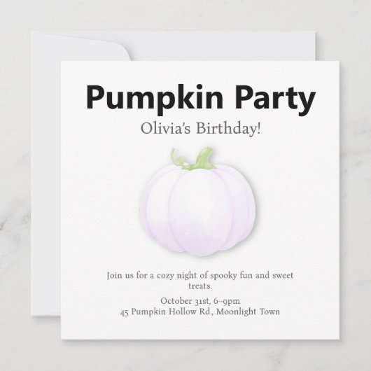 Halloween Birthday Party | Minimal Pumpkin Design シーズンカード (正面)