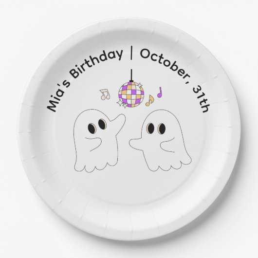 Halloween Birthday Party | Minimal Pumpkin Design ペーパープレート (正面)