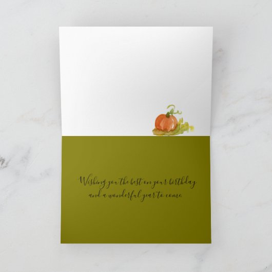 Halloween Birthday Pumpkin Patch Watercolor カード (内部)