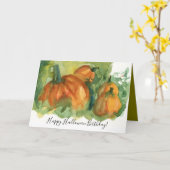 Halloween Birthday Pumpkin Patch Watercolor カード (黄色い花)