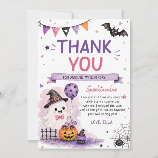 Halloween Birthday Thank You Card (正面)