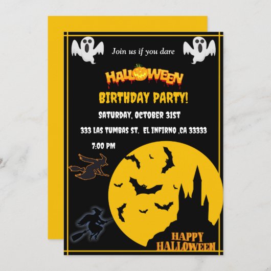 Halloween Bithday party 招待状 (正面/裏面)