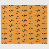 Halloween black and orange bats wrapping paper ラッピングペーパー (フラット)