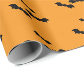 Halloween black and orange bats wrapping paper ラッピングペーパー (ロールコーナー)