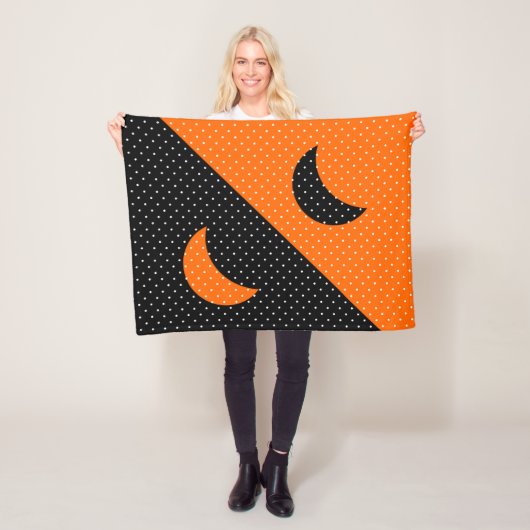 Halloween Black and Orange Polka Dots フリースブランケット (インサイチュ)