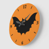 Halloween Black Bat Large Round Wall Clock  ラージ壁時計 (傾斜)