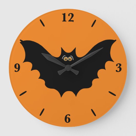 Halloween Black Bat Large Round Wall Clock  ラージ壁時計 (正面)