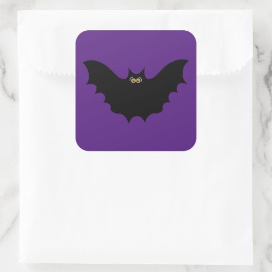 Halloween Black Bat Purple Apron スクエアシール (バッグ)