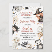 Halloween Black Brown Kids Costume Party Birthday 招待状 (正面)