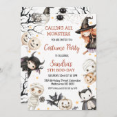 Halloween Black Brown Kids Costume Party Birthday 招待状 (正面/裏面)