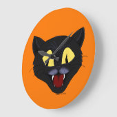 Halloween Black Cat  ラージ壁時計 (傾斜)