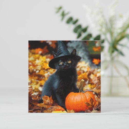 Halloween Black Cat and Pumpkin カード (スタンド正面)