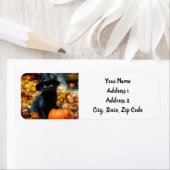 Halloween Black Cat and Pumpkin ラベル (インサイチュ)