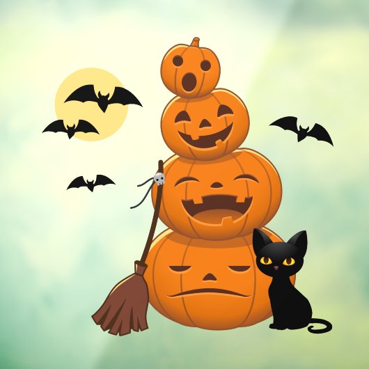 Halloween Black Cat and Pumpkins Stack ウィンドウサイン (シート3)