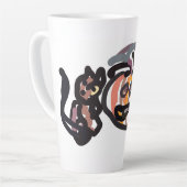 Halloween black cat and raven カフェラテマグ (左アングル)