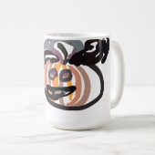 Halloween black cat and raven コーヒーマグカップ (正面右)