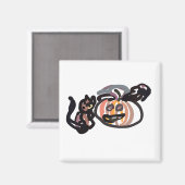 Halloween black cat and raven マグネット (正面/裏面)