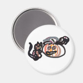 Halloween black cat and raven マグネット (正面/裏面)