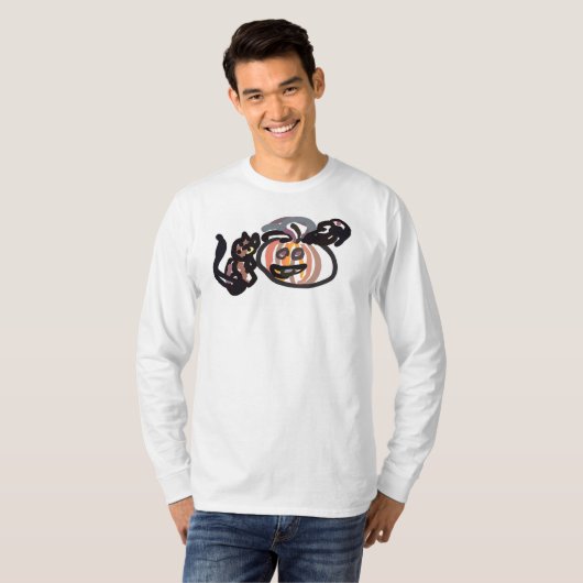 Halloween black cat and raven tシャツ (正面フル)