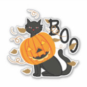 Halloween Black cat Boo シール (正面)